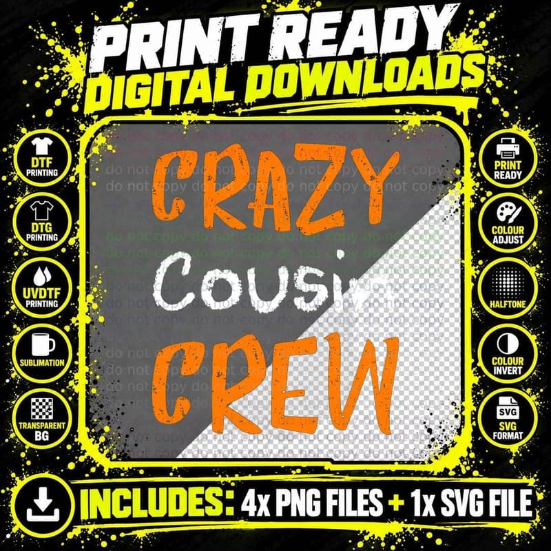 Crazy Cousin Crew Halloween Fall Ghost Gift T-Shirt Png SVG Digital Bundle