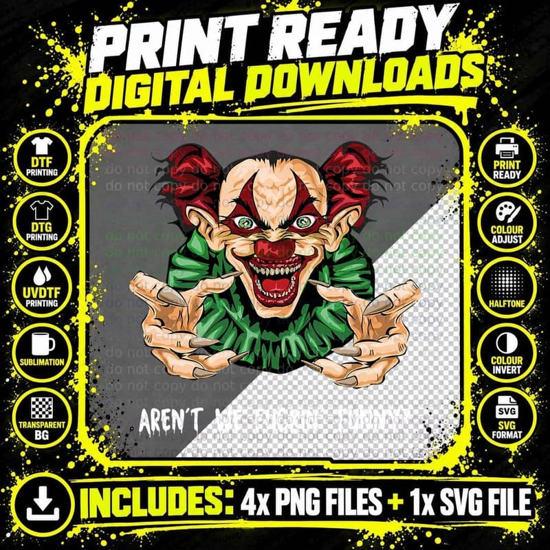 Creepy Halloween Clown Meme Scary Horror Killer Clown Png SVG Digital Bundle