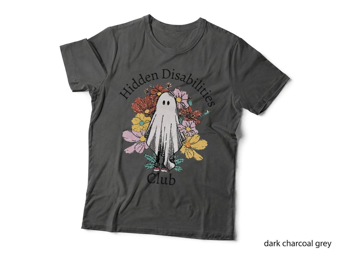 Cute Ghost Floral Hidden Disabilities Invisible Illness Boo T-Shirt