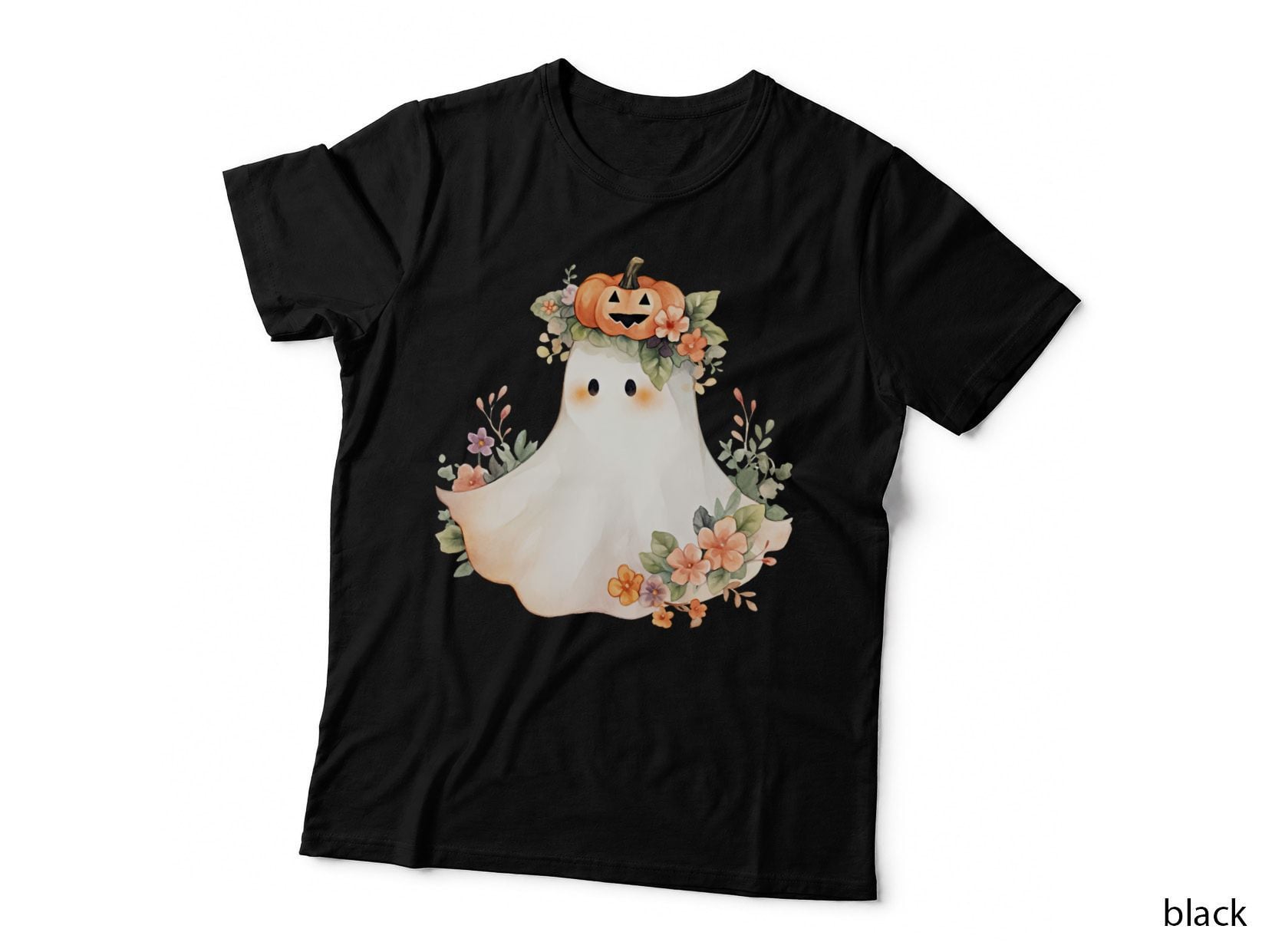 Cute Ghost Halloween Watercolor Kawaii - 02 T-Shirt