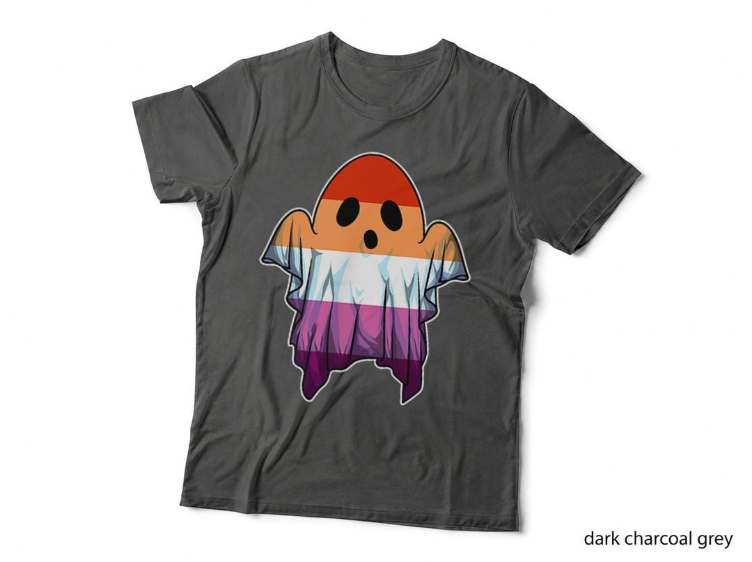 Cute Lesbian Ghost LGBT Halloween Ghost LGBTQ Lesbian Flag T-Shirt