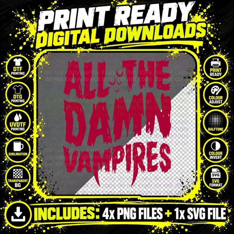 Damn Vampires - Lost Boys - Goth - 80's Horror Quote Png SVG Digital Bundle