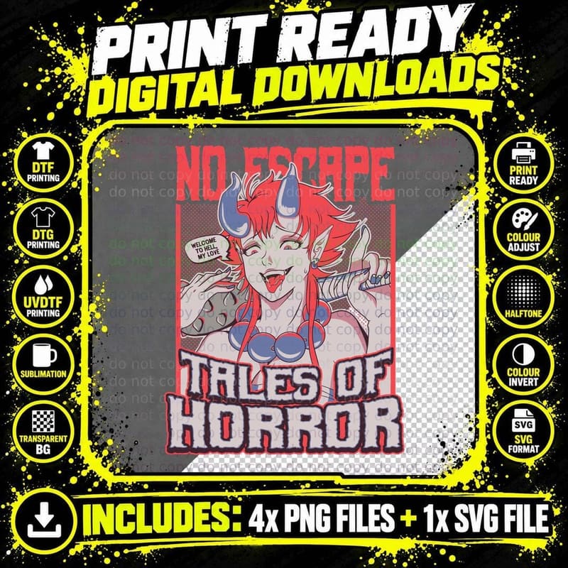 Demon Shirt Lewd Anime Girl Tales of Horror Png SVG Digital Bundle