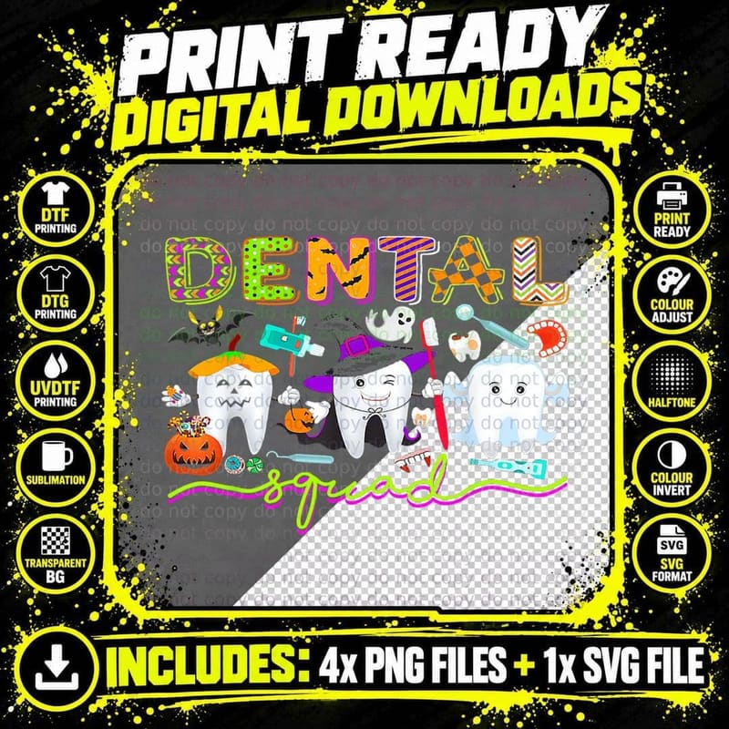 Dental Squad Halloween Costume Funny Trick or Treat Png SVG Digital Bundle