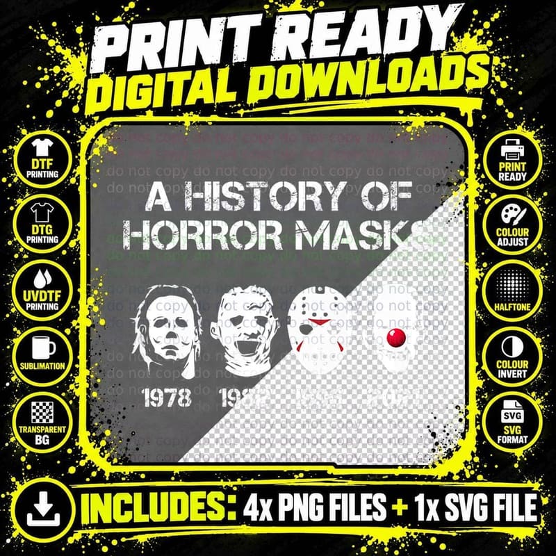 F0. NEW Batcheshalloweenhalloween-008A History of Horror Png SVG Digital Bundle