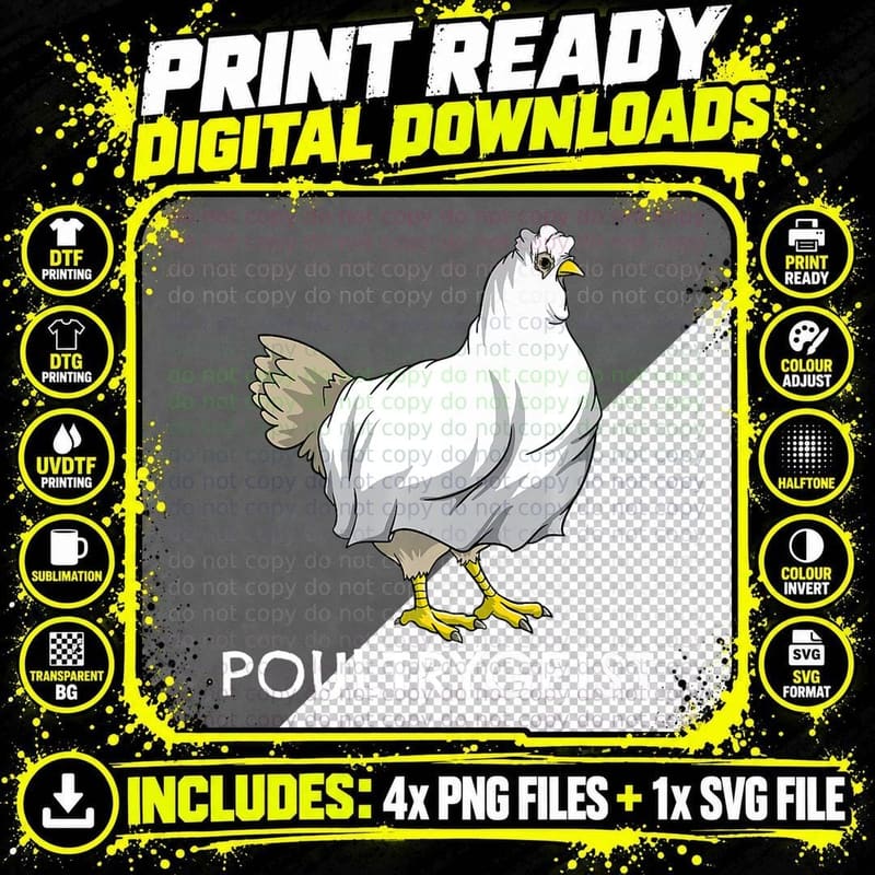 F0. NEW Batcheshalloweenhalloween-008Chicken Ghost Png SVG Digital Bundle