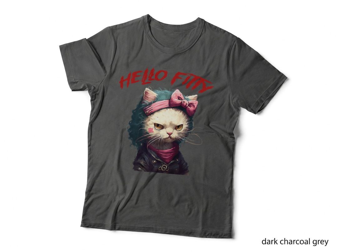 F0. NEW Batcheshalloweenhalloween-008Hello Fitty Funny Cat Kitty Horror T-Shirt