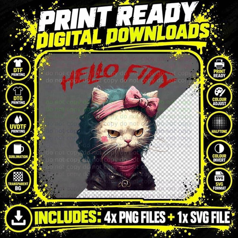 F0. NEW Batcheshalloweenhalloween-008Hello Fitty Funny Png SVG Digital Bundle