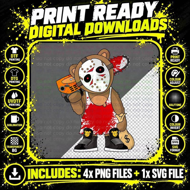 F0. NEW Batcheshalloweenhalloween-008Hockey Teddy Bear Png SVG Digital Bundle