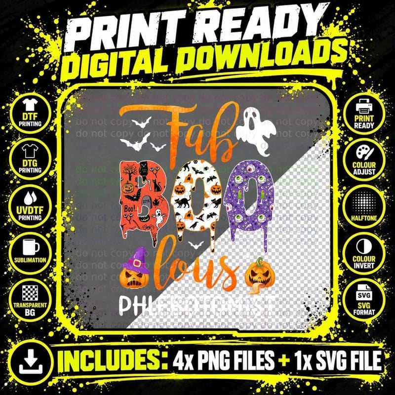 Fab Boo Lous Phlebotomist Boo Ghost Halloween Png SVG Digital Bundle