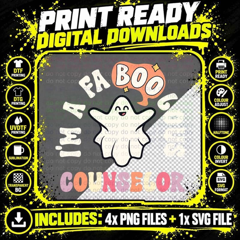 Faboolous Counselor Retro Halloween School Therapist Png SVG Digital Bundle