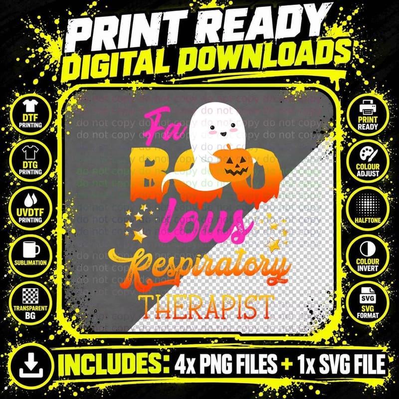 Faboolous Respiratory Therapist Halloween Trick or Treat Png SVG Digital Bundle