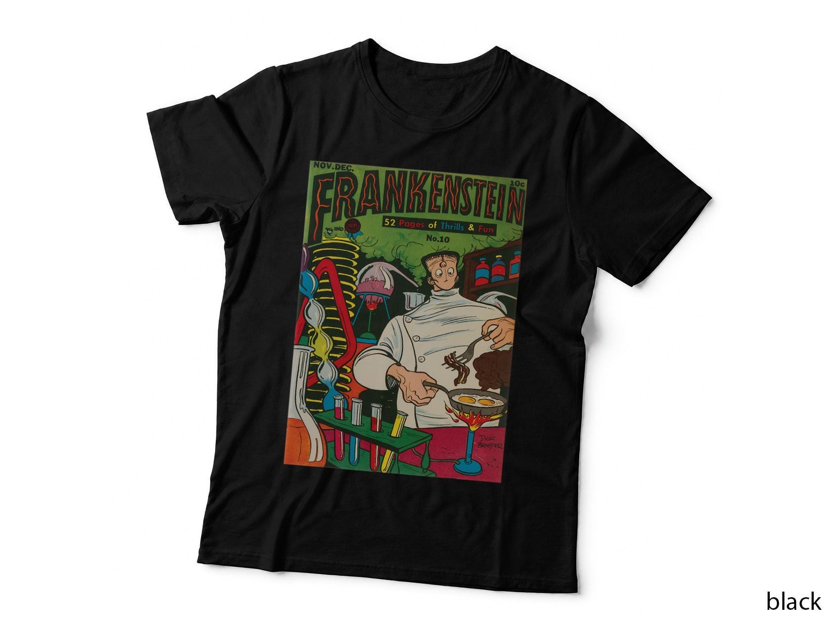 Frankenstein Halloween Horror Vintage Comic Book Retros Funny T-Shirt