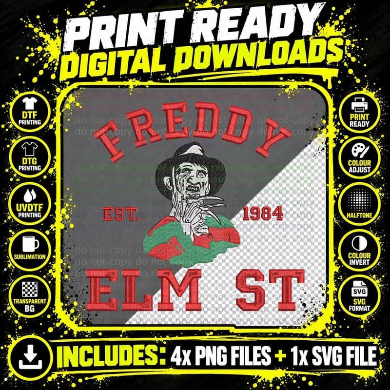 Freddy Krueger Never Sleep Again, Halloween Png SVG Digital Bundle