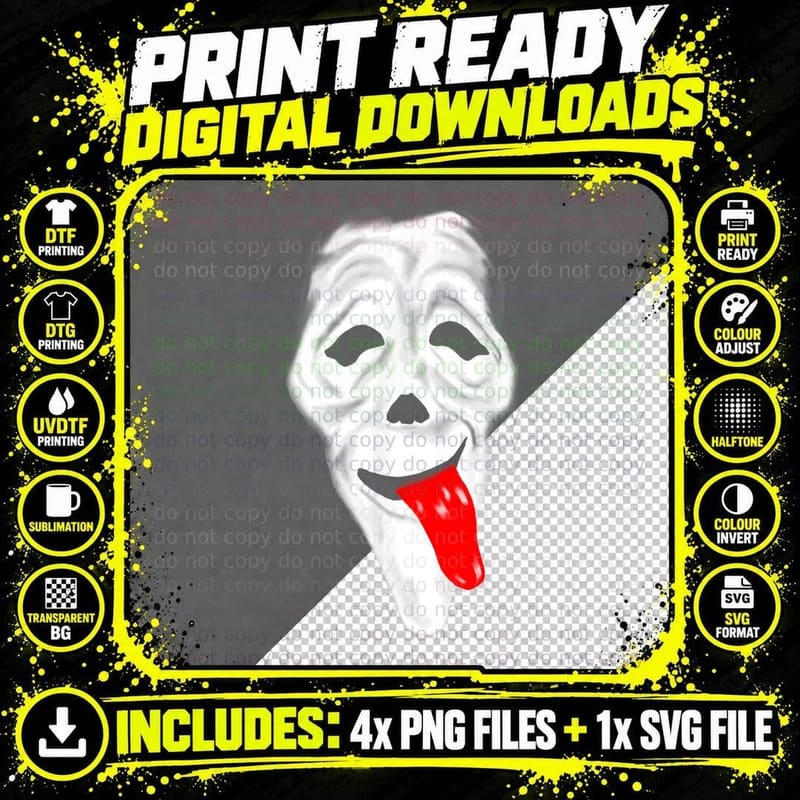 Funny & Scary Ghost - Wassup Face Stoner Horror Movie Png SVG Digital Bundle