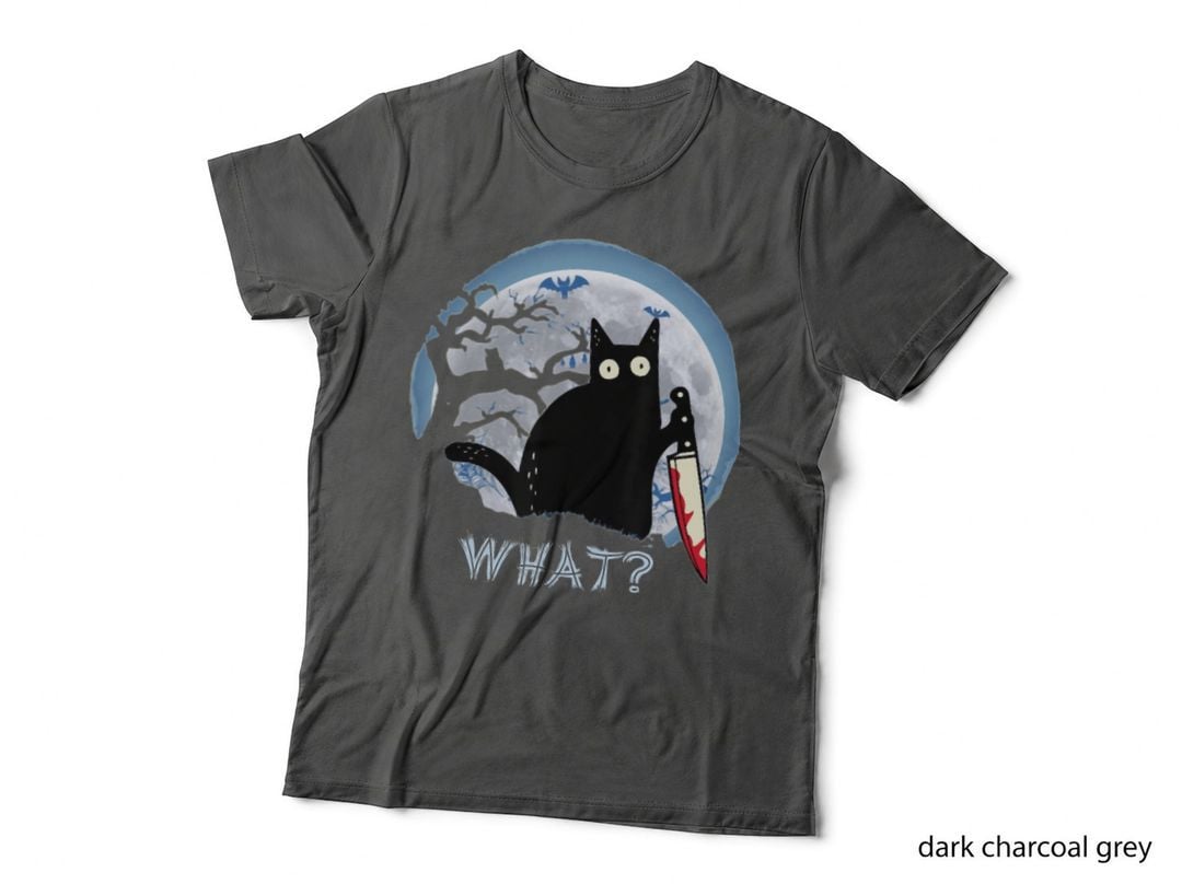 Funny Cat Murderous Black Cat, with Knife Halloween Gift T-Shirt