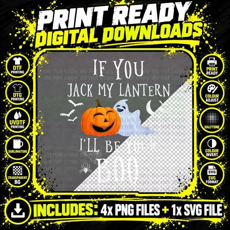 Funny Halloween Adult Ghost and Jack-O-Lantern Men Women Png SVG Digital Bundle