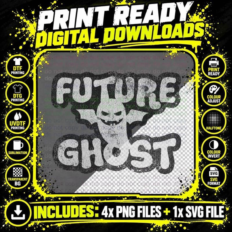 Funny Halloween Shirt Future Ghost Halloween Distressed Png SVG Digital Bundle