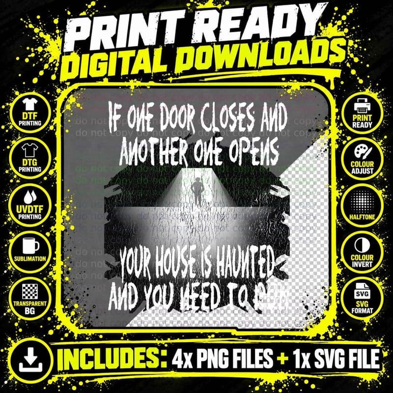 Funny Haunted Ghost House Supernatural Paranormal Png SVG Digital Bundle