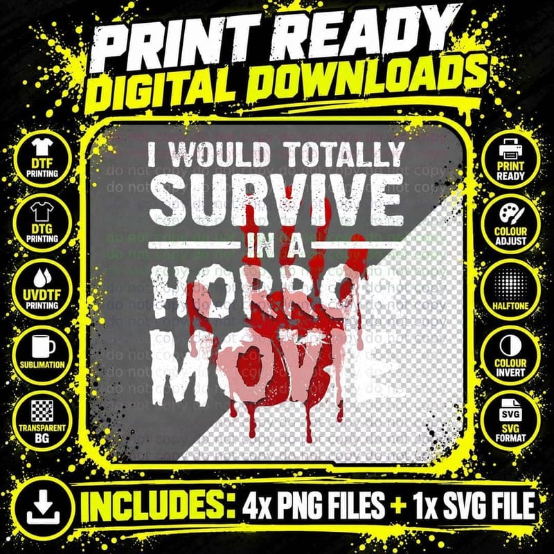Funny Horror Movie Art for Men Women Halloween Scary Png SVG Digital Bundle