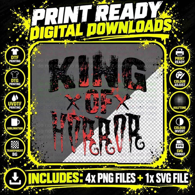 Funny Horror Movie Gift Scary King of Horror Men Fathers Png SVG Digital Bundle