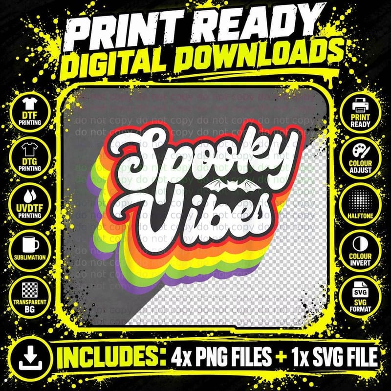 Funny Men Women Halloween Costume - Vintage Retro Spooky Png SVG Digital Bundle
