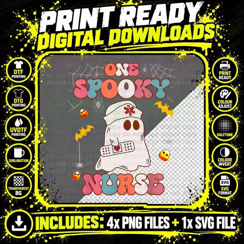 Funny One Spooky Nurse Halloween RN Boo Boo Crew Witch Png SVG Digital Bundle
