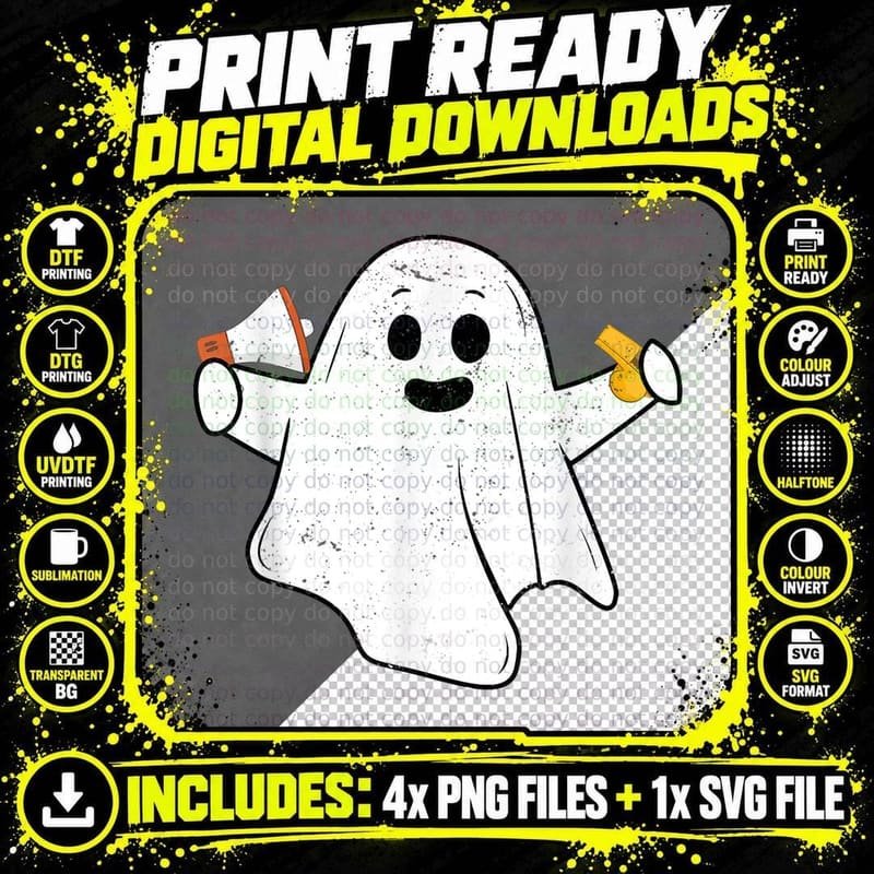Funny PE Teacher Ghost Spooky Vibes Vintage Halloween Png SVG Digital Bundle