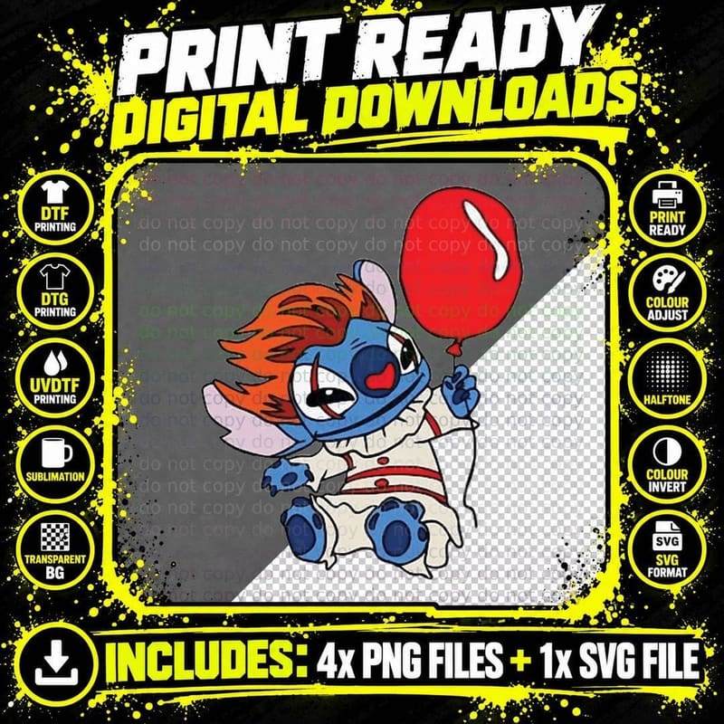 Funny Stitch, Halloween, Retro T-Shirt Png SVG Digital Bundle