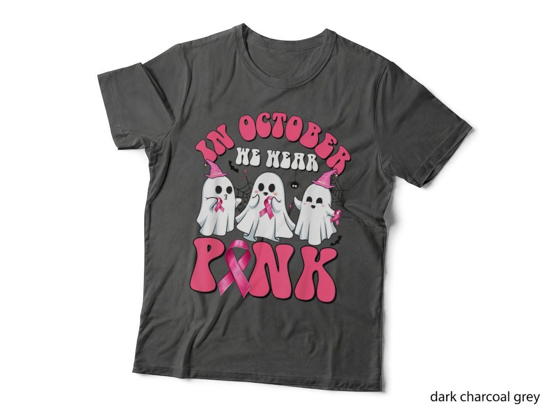 Funny Warrior Wear Pink Ribbon Breast Cancer Ghost Halloween T-Shirt