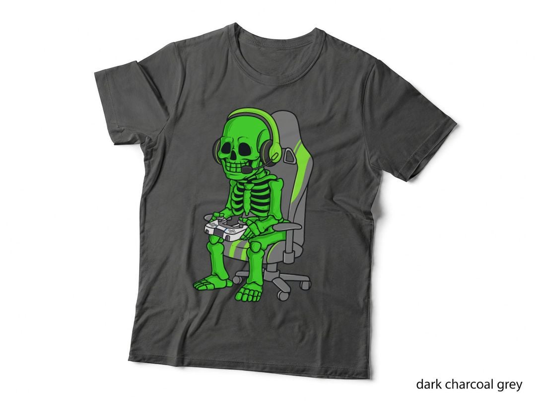 Gaming Halloween Skeleton Scary Gamer Funny Boys Kids T-Shirt