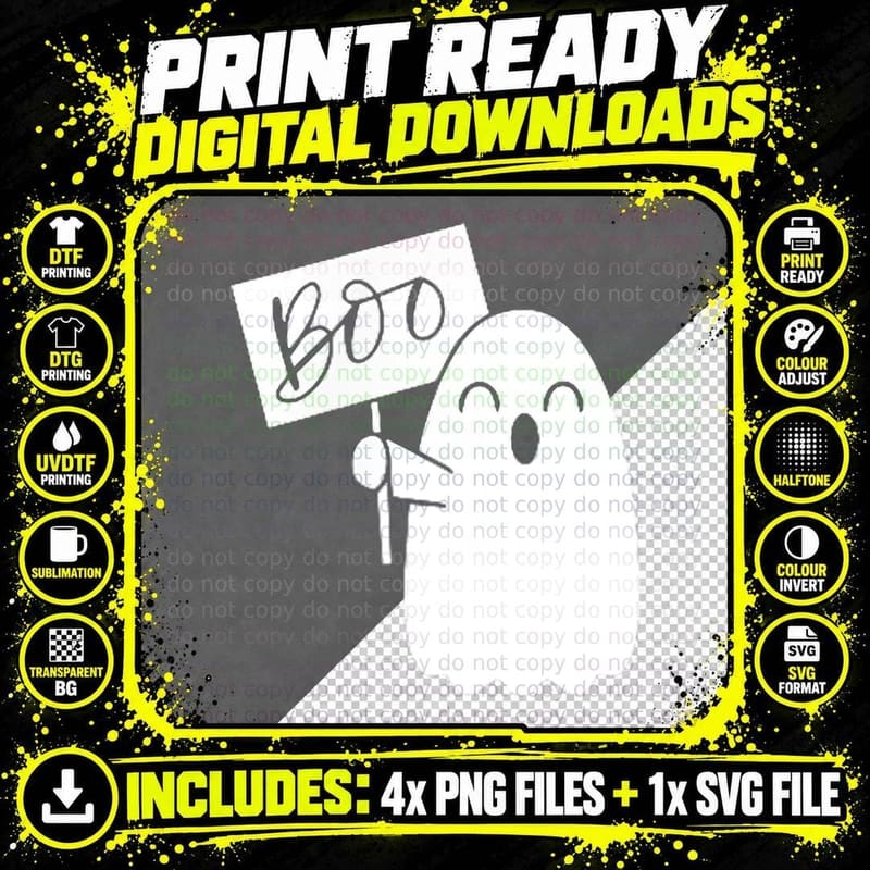 Ghost Boo Ghost Boo Cute Ghoul Spirit Men Women Kids Png SVG Digital Bundle