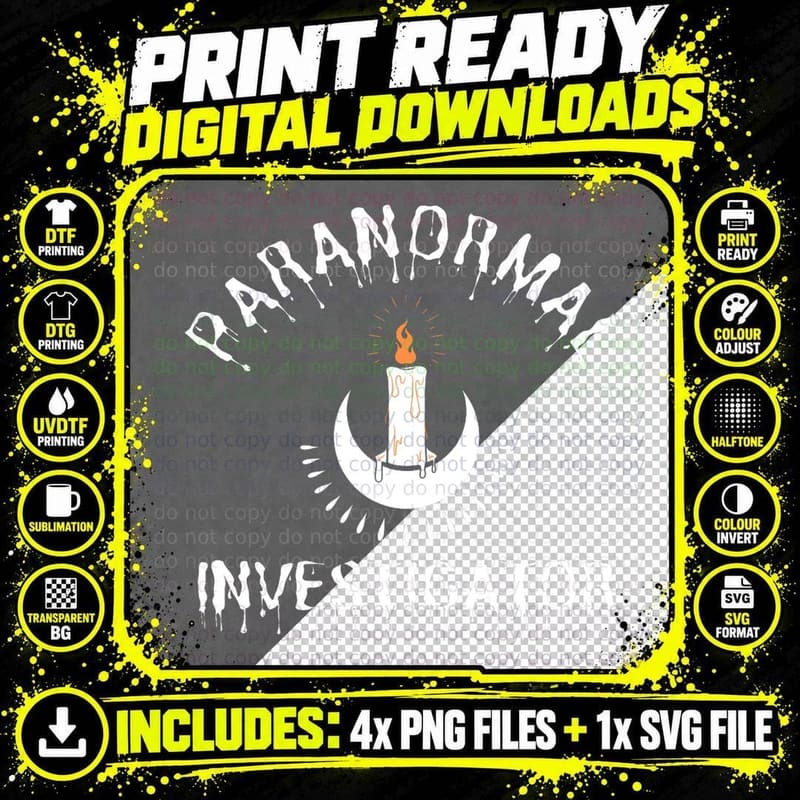 Ghost Hunting Paranormal Investigator Halloween T-Shirt Png SVG Digital Bundle
