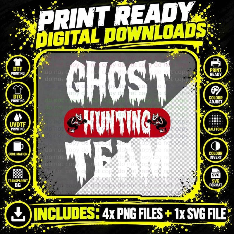Ghost Hunting Team Shirt for Paranormal Investigator Png SVG Digital Bundle