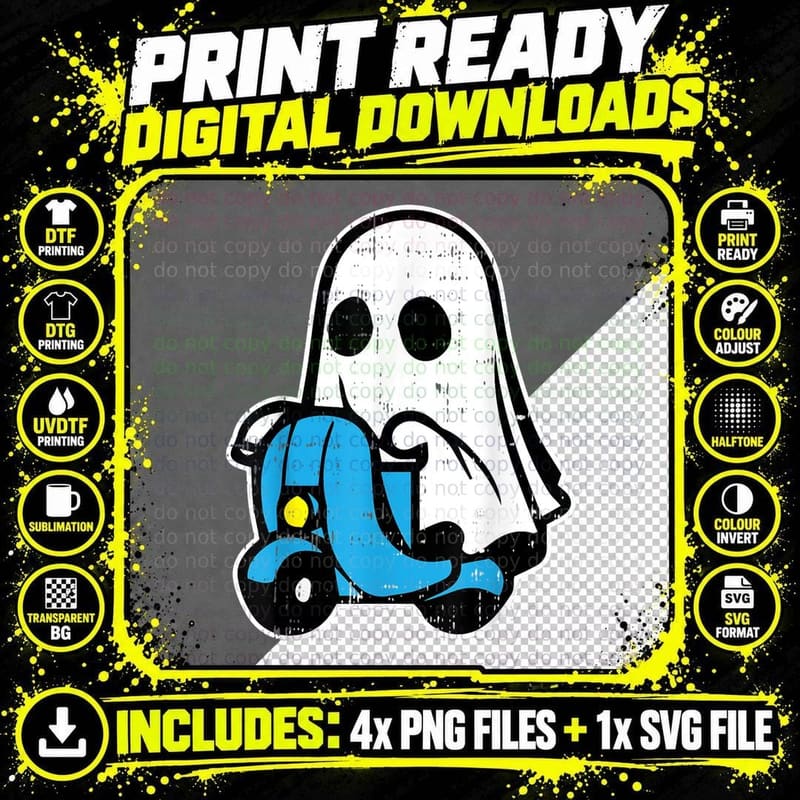 Ghost Riding Motorcycle Halloween Costume Ghoul Spirit Png SVG Digital Bundle
