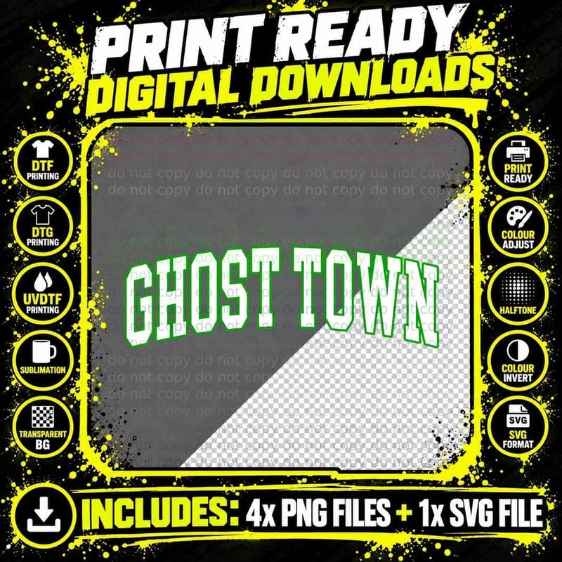 Ghost Town University T-Shirt Png SVG Digital Bundle