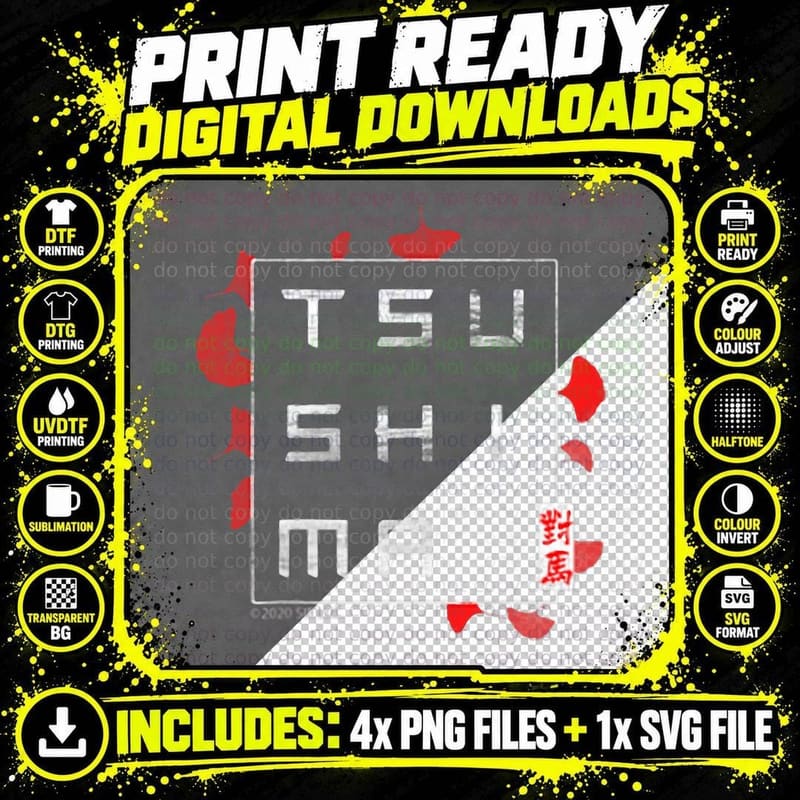 Ghost of Tsushima Red Leaves T-Shirt Png SVG Digital Bundle