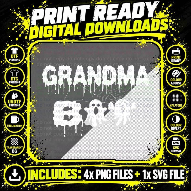 Grandma Boo Halloween Costumes Family Matching Ghost Png SVG Digital Bundle
