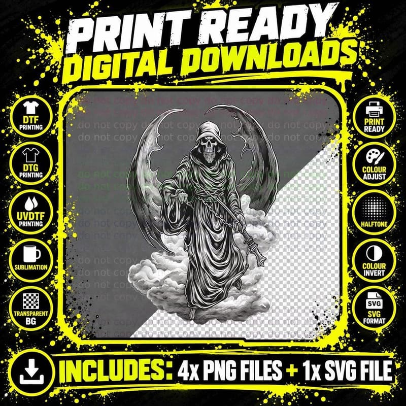 Grim Reaper Angel of Death Satan Devil Soul Ghost Png SVG Digital Bundle