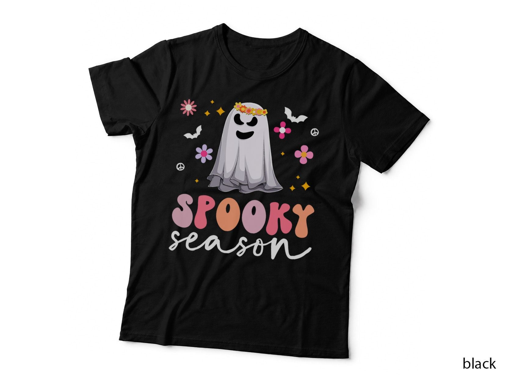 Groovy Ghost Spooky Season Retro Halloween Hippie T-Shirt