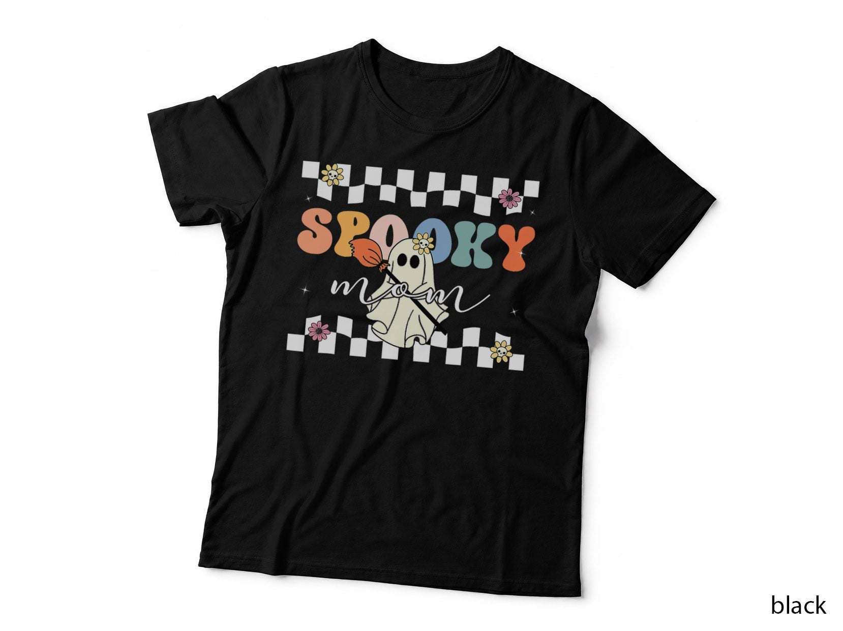 Groovy Spooky Mom Ghost Scary Floral Hippie Halloween Party T-Shirt