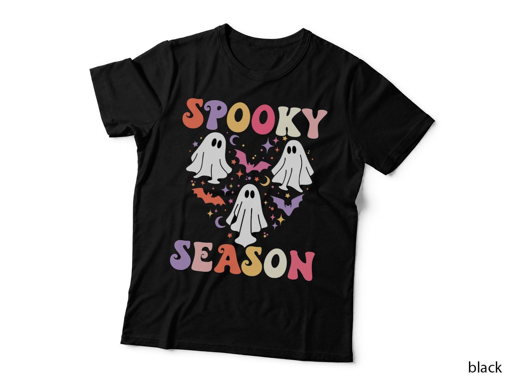 Groovy Spooky Season Ghost Spider Happy Halloween T-Shirt