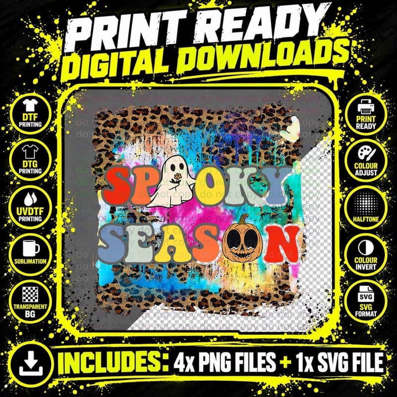 Groovy Spooky Season Halloween T-Shirt Png SVG Digital Bundle