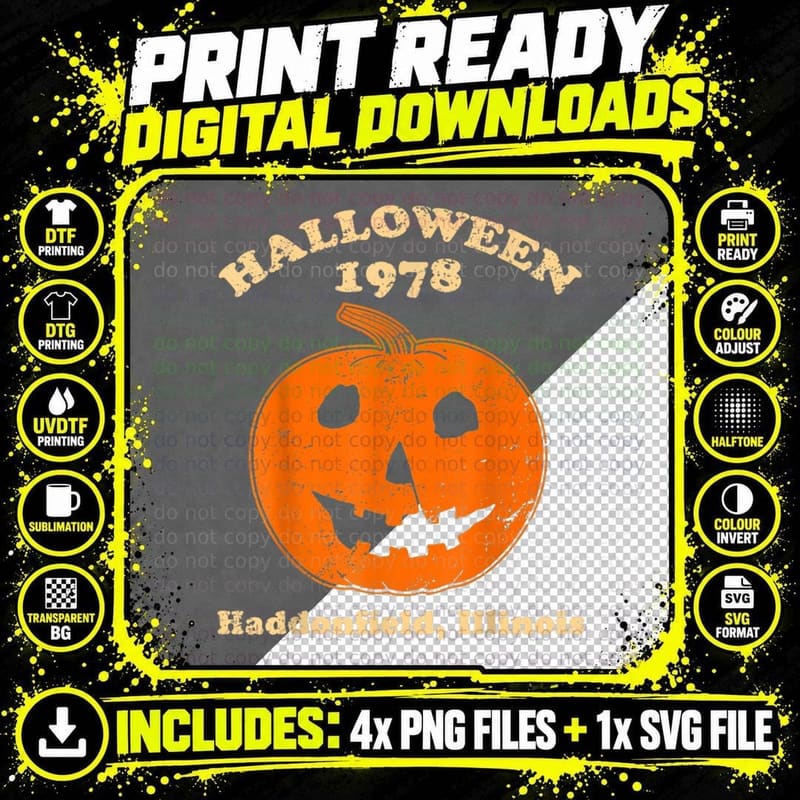 Halloween 1978 Holiday Spooky Gift Myers Pumpkin Png SVG Digital Bundle
