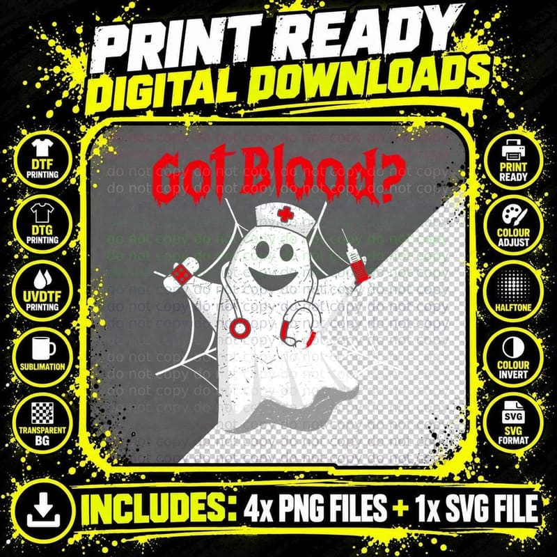 Halloween Ghost Funny Phlebotomist Phlebotomy Men Women Png SVG Digital Bundle