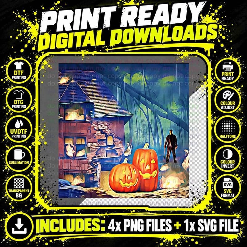 Halloween Landscape - Michael Myers Chi T-Shirt Png SVG Digital Bundle