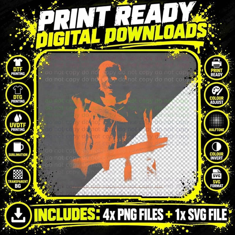 Halloween Michael Myers Inverted T-Shirt Png SVG Digital Bundle