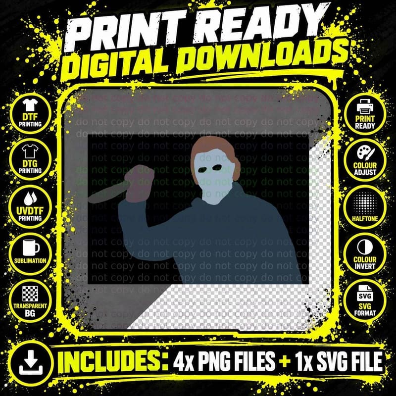 Halloween Michael Myers Sticker T-Shirt Png SVG Digital Bundle