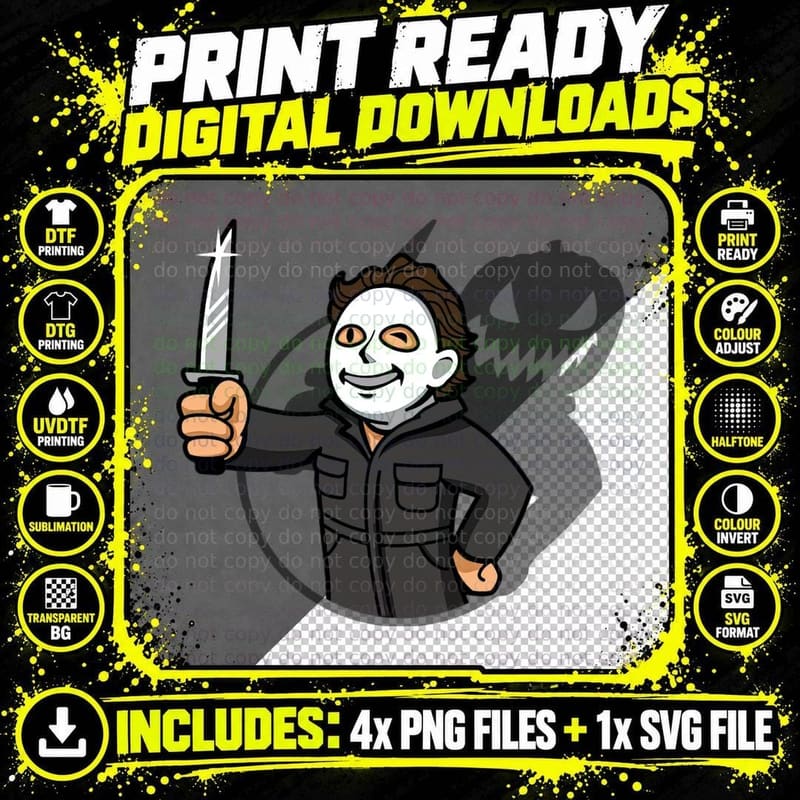 Halloween Slasher Gamer Horror Parody T-Shirt Png SVG Digital Bundle