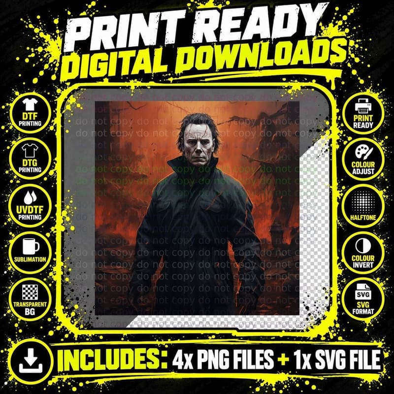 Halloween Theme Michael Myers Classic T-Shirt Png SVG Digital Bundle